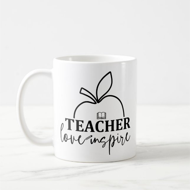 Caneca De Café Professor Amor Inspire Engraçado (Esquerda)