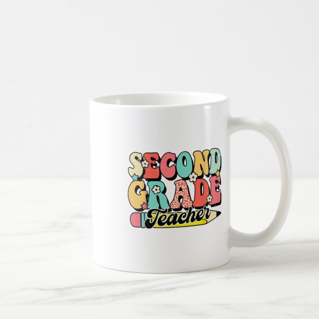 Caneca De Café Professor da Segunda Série Retro Groovy Primeiro D (Direita)
