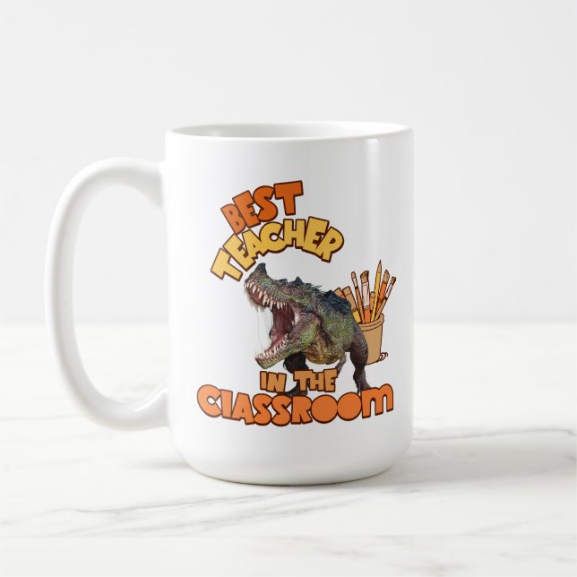 Caneca De Café Professor de Arte de Dinossauro Divertido Sala de  (Esquerda)