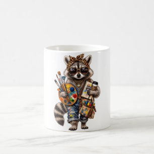 Caneca De Café Professor de Arte Divertido Mapache – Animal Arti