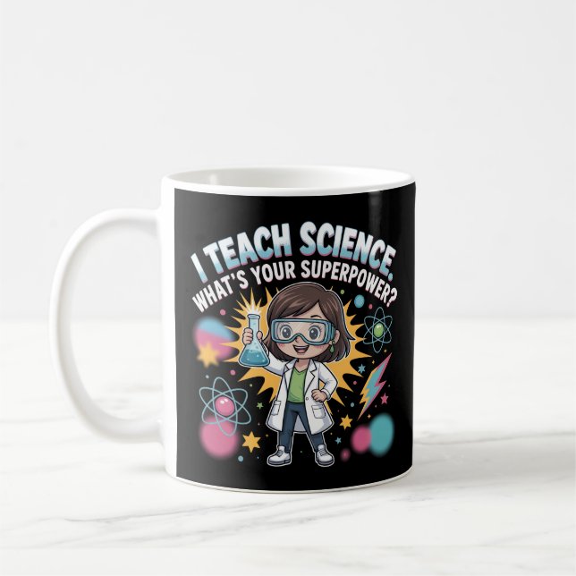 Caneca De Café Professor de Ciência Kawaii – Superpoder Fofo Chib (Esquerda)