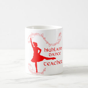 Caneca De Café Professor de Dança das Terras Altas - Vermelho