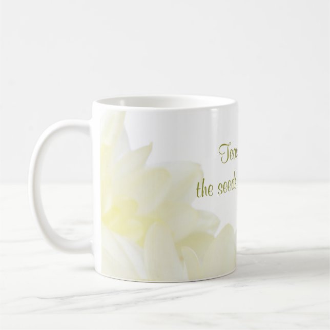 Caneca De Café Professor de Flor Branca de Dahlia (Esquerda)