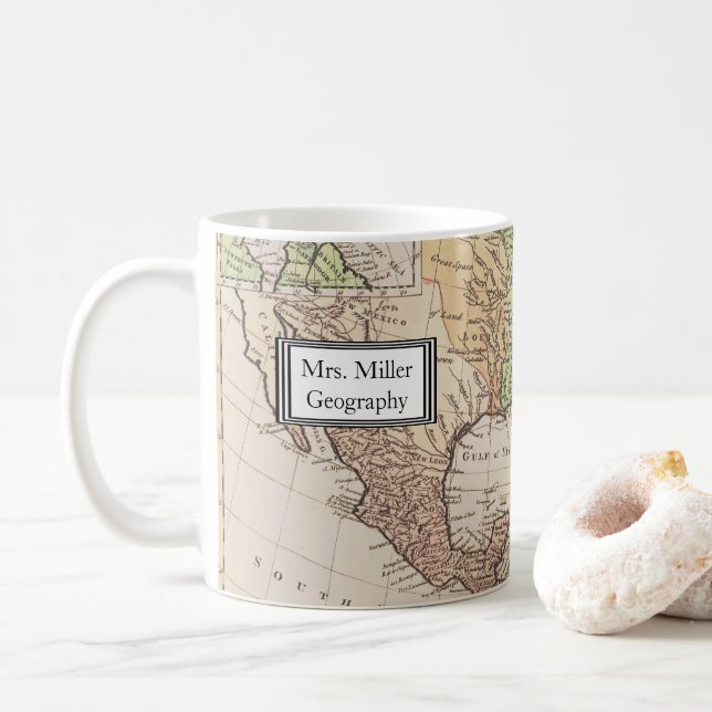 Caneca De Café Professor de Geografia do Novo Mapa Mundial legal  (Com Donut)