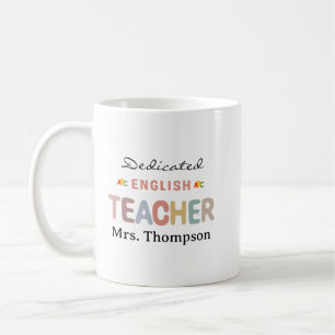 Caneca De Café Professor de Inglês Dedicado Nome Personalizado
