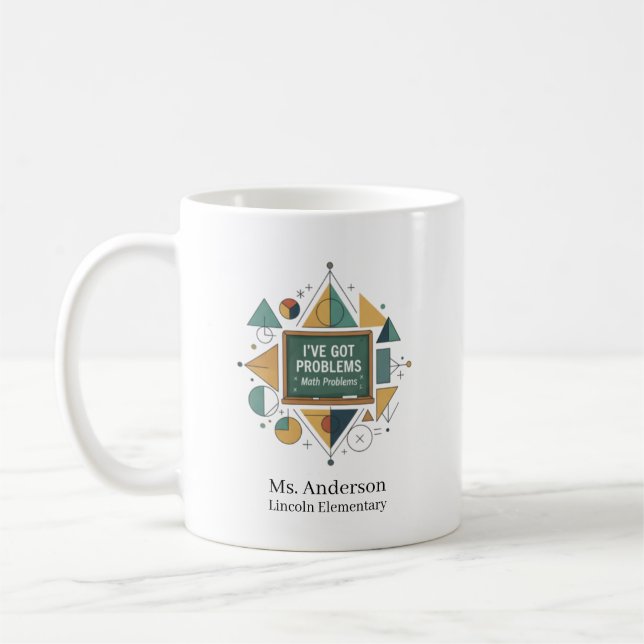 Caneca De Café Professor de Matemática Personalizado Tenho Proble (Esquerda)