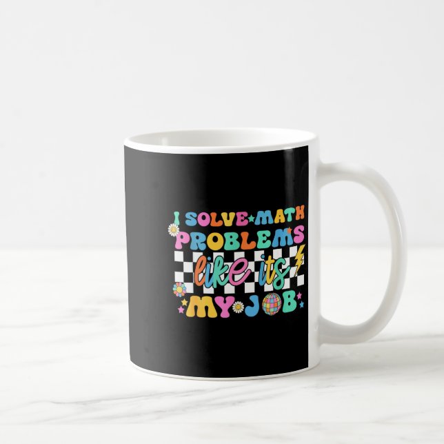 Caneca De Café Professor de Matemática Retro Groovy Engraçado De  (Direita)