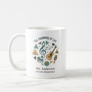 Caneca De Café Professor de Música Personalizado A Harmonia da Vi