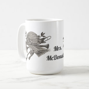 Caneca De Café Professor de Música Vintage Instrumentos de Desenh