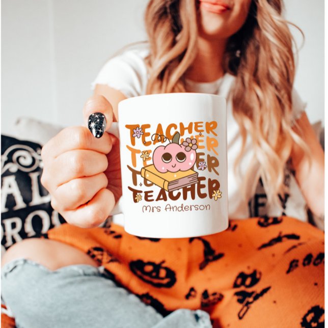 Caneca De Café Professor de Queda Personalizada - Abóbora do Hall (Criador carregado)