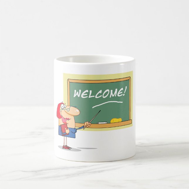 Caneca De Café Professor Desenho Animado Divertido Bem-vindo de V (Criador carregado)