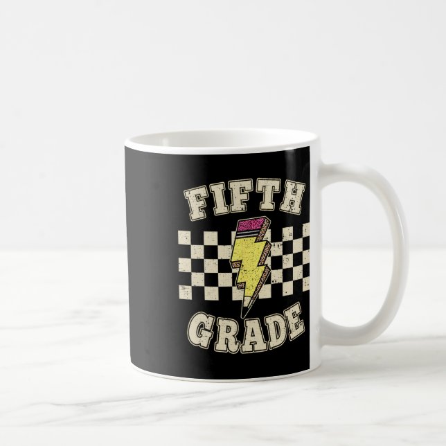 Caneca De Café Professor do 5º Quinto Ano Retro Raio Ensina (Direita)