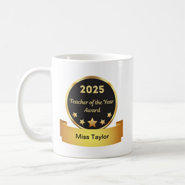 Caneca De Café Professor do Ano 2025 - Mug de Prêmio Personalizad (Esquerda)