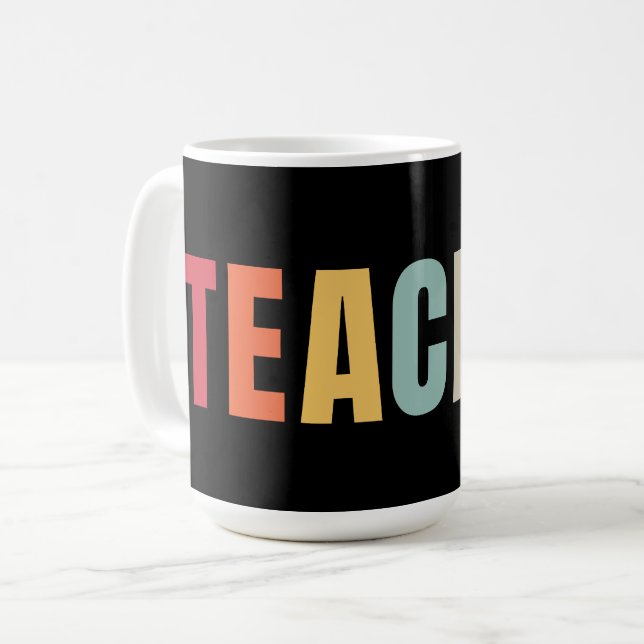 Caneca De Café PROFESSOR em caracteres coloridos (Frente Esquerda)