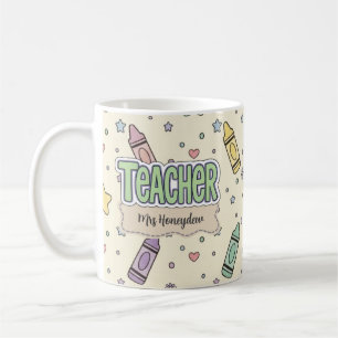 Caneca De Café Professor Escola Lápis de Cor Padrão 