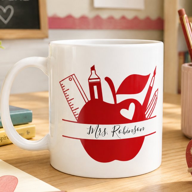 Caneca De Café Professor escolar personalizado  (Personalized school teacher coffee mug)