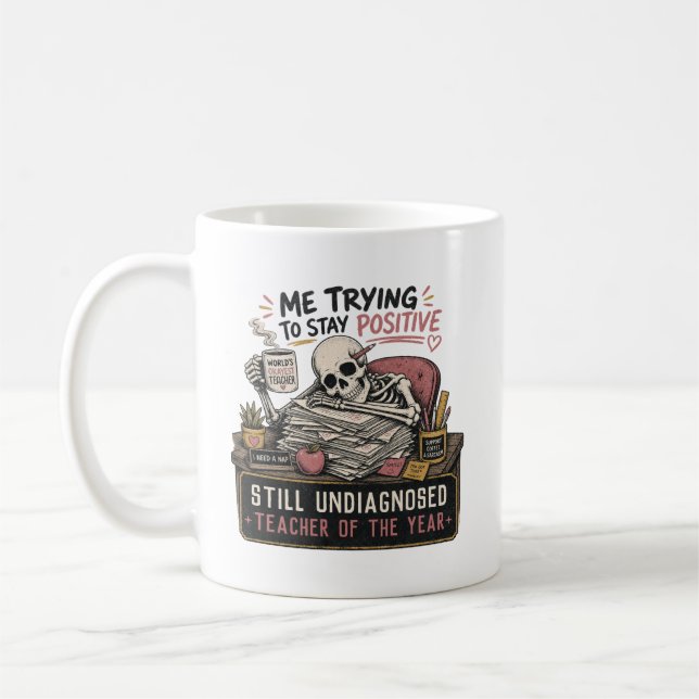 Caneca De Café Professor Esqueleto Engraçado do Ano Presente Pers (Esquerda)