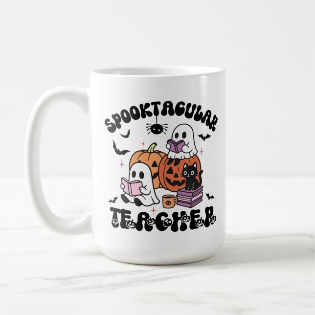 Caneca De Café Professor Fantasma Bonito, Professor de Halloween- (Esquerda)