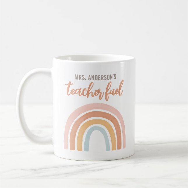 Caneca De Café Professor Fuel Boho Rainbow Teacher Appreciation (Esquerda)