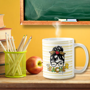 Caneca De Café Professor Life Messer Bun Sunflower Leopard Stripe