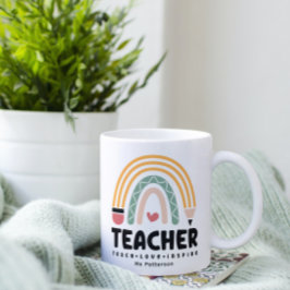 Caneca De Café Professor Personalizado Ensine Amor Inspire Arco-Í