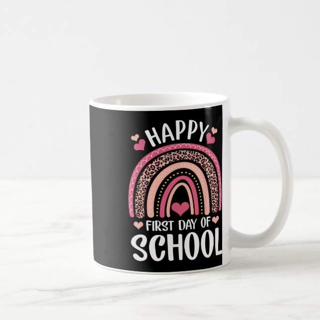 Caneca De Café Professor Primeiro Dia De Aula Feliz Arco-Íris Leo (Direita)