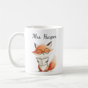 Caneca De Café Professor Raposa Fofo Lendo