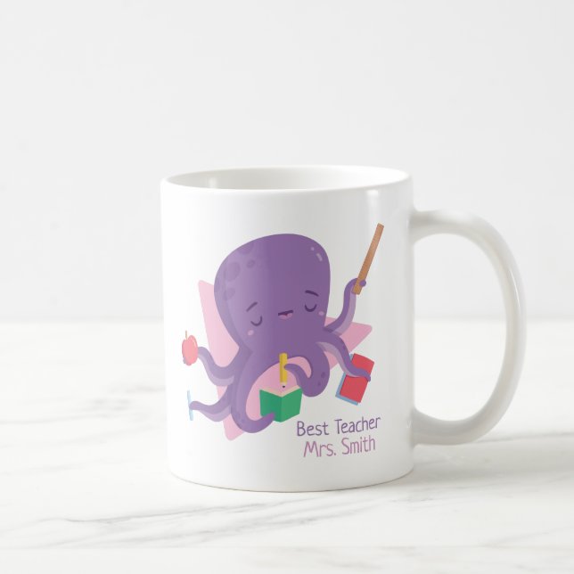 Caneca De Café Professor roxo bonito do polvo personalizado (Direita)