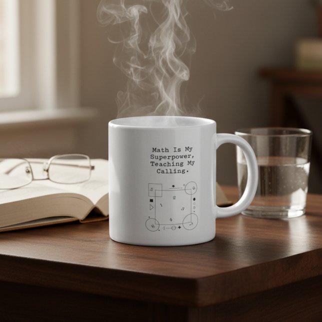 Caneca De Café Professor Superpoder de Matemática | Vocação e Pai (Criador carregado)