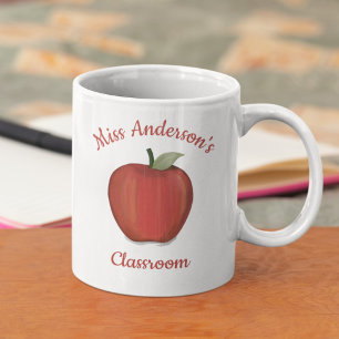Caneca De Café Professora Bela Maçã Vermelha Personalizada