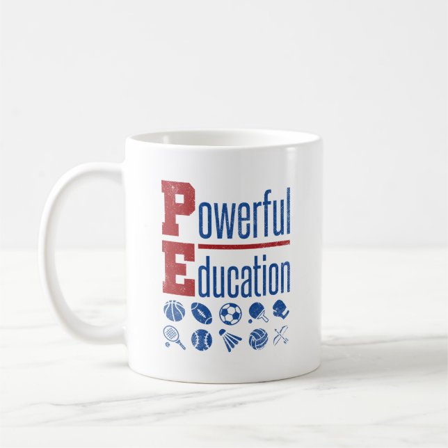 Caneca De Café Professora de educação PE poderosa do PE (Esquerda)