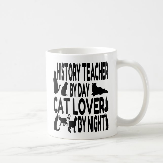 Caneca De Café Professora de História do Cat Lover (Direita)