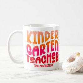 Caneca De Café Professora de Jardim de Infância Laranja Vermelho 