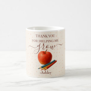 Caneca De Café Professora De Maçã De Aquarela - Obrigado, Present