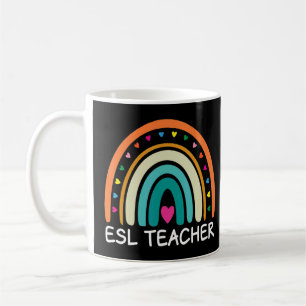 Caneca De Café Professora do ESL Boho Rainbow De Volta À Escola A