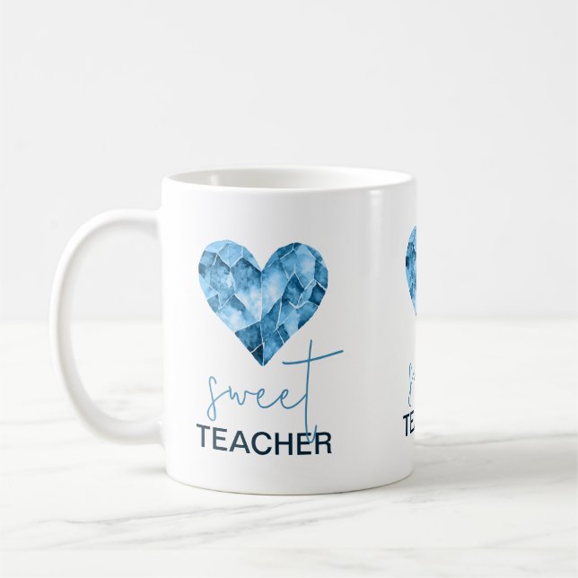 Caneca De Café Professora doce com coração de diamante azul (Esquerda)
