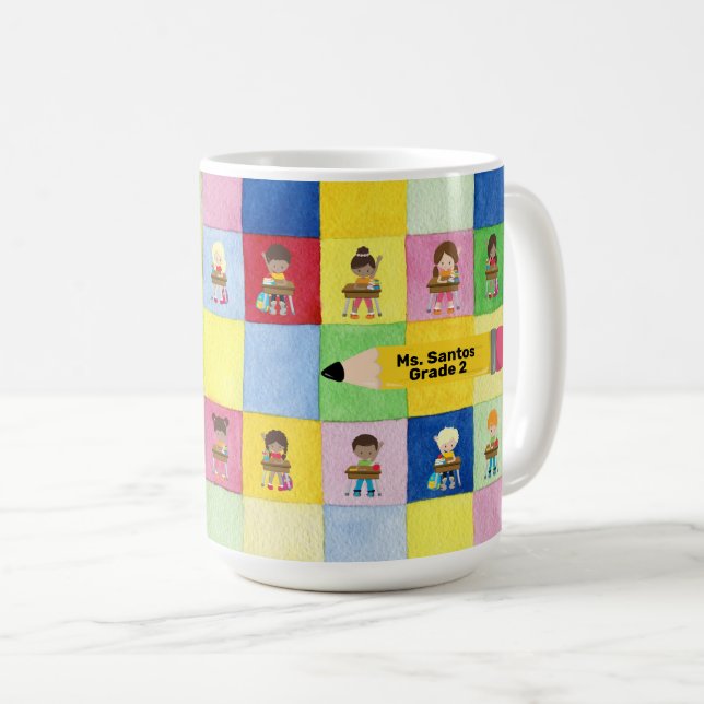 Caneca De Café Professora em sala de aula primária para crianças (Frente Esquerda)