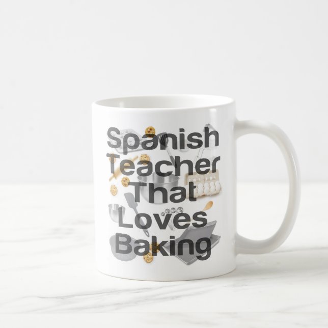 Caneca De Café Professora espanhola ama cozinhar (Direita)