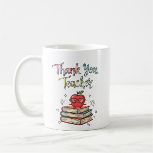 Caneca De Café Professora Obrigado Livros e Maçã de Maçã