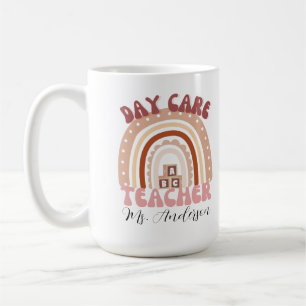 Caneca De Café Professora personalizada de creche arco-íris