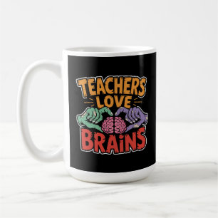 Caneca De Café Professores Adoram Cérebros Zombie Mãos Coração Ha