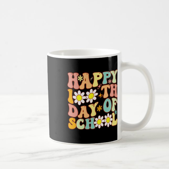 Caneca De Café Professores Crianças Retro Groovy 100 Dias Feliz 1 (Direita)
