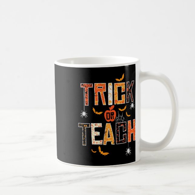 Caneca De Café Professores De Trick Ou Ensino Retro Halloween Hom (Direita)