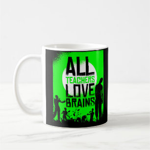 Caneca De Café professores de zumbis de halloween adoram cérebro
