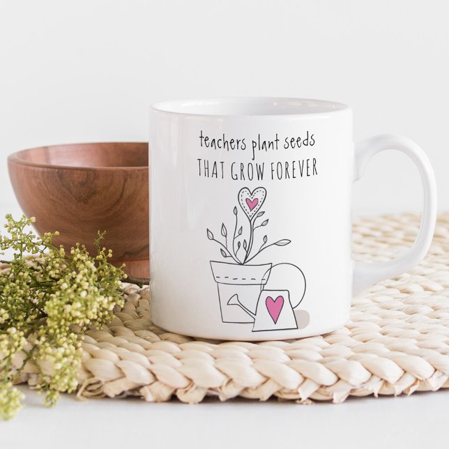 Caneca De Café Professores Plantam Sementes Cotas Cotar Doodle Pe (Teachers plant seeds that grow forever .. teacher gift mug)