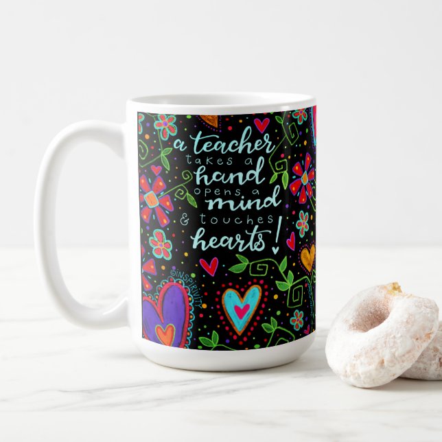 Caneca De Café Professores tocam em nossos corações citando inspi (Com Donut)