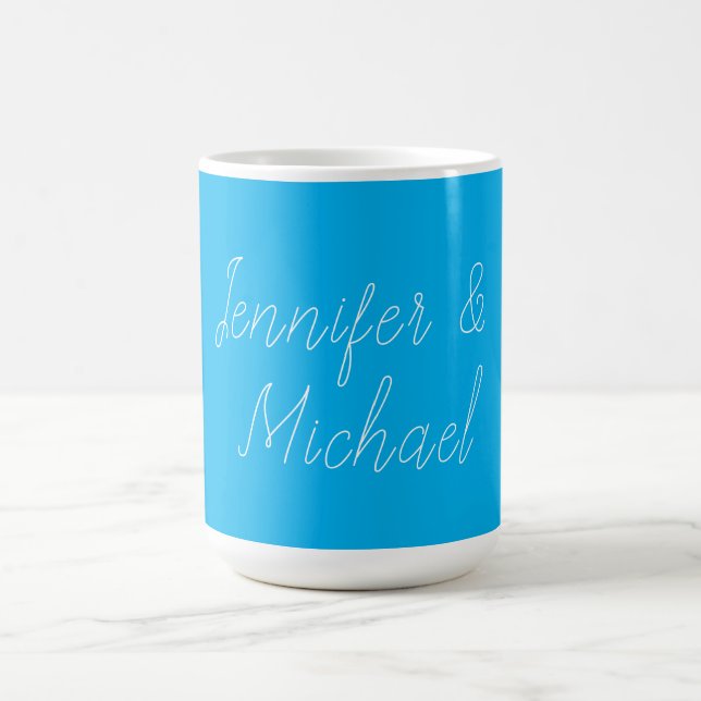 Caneca De Café Profissional de Casamento Escrita Clássica Azul (Centro)