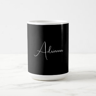 Caneca De Café Profissional preto adicione o nome caligrafia retr