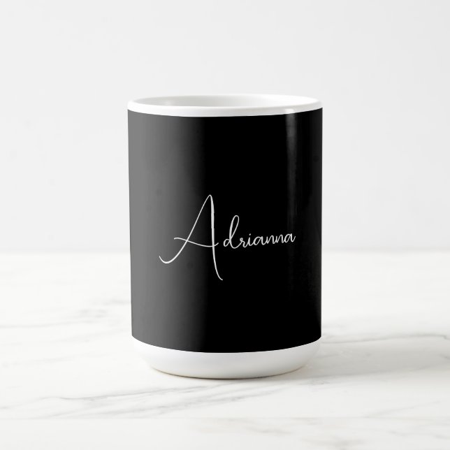 Caneca De Café Profissional preto adicione o nome caligrafia retr (Centro)