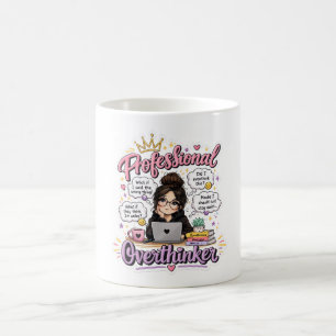 Caneca De Café Profissional que pensa demais citação engraçada br